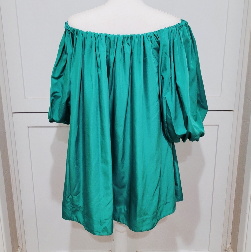 Mare Mare Anthropologie Green Off-Shoulder  Puff-Sleeve Dress | Size XS - Picture 3 of 5